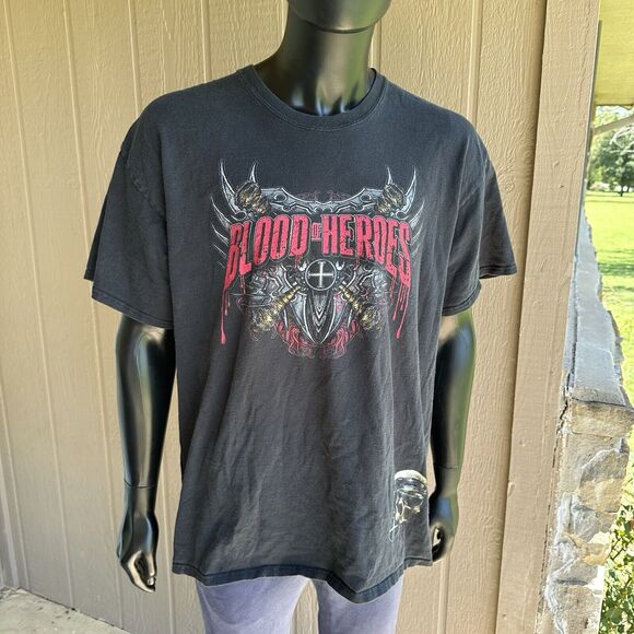 Blood Of Heros Mens Shirt Size XXL Video Game Grunge Distressed‎ Skulls Chains - Picture 1 of 9